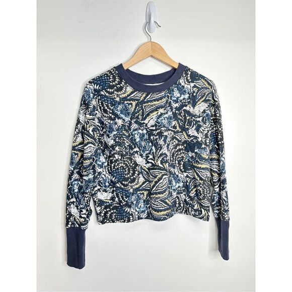 Joie Blue Paisley‎ Shirt Size Medium Long Sleeve Crew Neck Floral Print - Picture 1 of 7